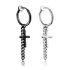 Cross chain tassel hip hop earrings dangle stainless steel no hole clip on ear rings fashion jewelry for women men gift will and sandy