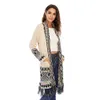 CGYY Pull Boho Coloré pour Femmes Couleur Blanche Tricoté Avant Ouvert Printemps Automne Hiver Cardigan Avec Frange Gland Et Poches 210204