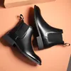 Misalwa Frühling/Winter Elegante Chelsea Stiefel Leder Männer Paar Schuhe Größe 35 47 Slip-on Kleid Formale Stiefel Modell Modenschau 220212