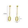 moda Acciaio inossidabile Orecchini a doppio cerchio con perle lunghe Orecchini a bottone in oro 18 carati Orecchini a bottone in oro rosa per gioielli da donna