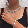 Iced Out Bling 5A Zirkon 5mm Tennis Kedja Halsband Kvinnor Män Hip Hop Fashion Smycken Guld Silver Färg Rosa CZ Charm Choker 220212