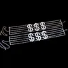 Chokers Dollar Sign Shining Letter Choker Hairpins Crystal Rhinestone Women Gold Sliver Necklace Hip Hop Gothic Collier Femme1