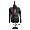Hommes Costume DARO Style Vérifier Veste gilet pantalon 3 Pièce Slim Fit Noir Bleu Affaires Plaid Blazer Casual TailorMade DRV8908 201106