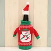 50pcs 크리스마스 장식 귀여운 와인 병 스웨터 가방 산타 클로스 뜨개질 모자 커버 선물 크리스마스 홈 저녁 파티