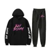 Hip Hop Rapper Bad Bunny Set di abbigliamento sportivo da uomo Tuta casual Set a due pezzi Top e pantaloni Tuta sportiva Tute sportive maschili