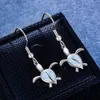 Ocean Life Blue Opal Sea Turtle Dangle Hook Earrings In 925 Sterling Silver Women Jewelry for Gift1882509