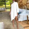 Élégant bureau Robe VONDA 2021 femmes Robe de soirée décontracté solide élégant Mini robes plage Robe d'été Femme Robe Y220214