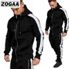 Men Tracksuits Outwear Hoodies Zipper Sportwear Sets Male Sweatshirts Cardigan Set Clothing Pants Plus Size S-3XL 211222