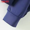 Tangada Donna Casual Felpa con cappuccio Felpa Ruffles O-Collo Manica lunga Viola blu Donna Autunno Inverno Top LJ201103