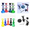 Two designs glass percolator bong Round Hookah Shisha Silicone Set Cool Beautiful Arab Stem recycler 10.8/9.8 inches