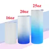 25oz sublimation glass straight tumbler glass water bottle with bamboo lid or slide lids reusable straw beer Can gradient Soda Can Cup drinking cups