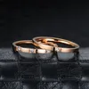 Coppia anello di diamanti fascia dito acciaio inossidabile oro rosa zircone cubico donne fedi nuziali di fidanzamento gioielli di moda regalo volontà e sabbia