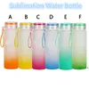 Sublimation Water Bottle 500ml Frosted Glass Water Bottles gradient Blank Tumbler Drink ware Cups RRA12180