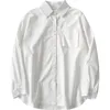 EBAIHUI Sonbahar Uzun Kollu Gevşek Öğrenci Bluz Gömlek Kadınlar Beyaz Siyah Yaka Yaka Rahat Boy Gömlek Vintage Top 220225