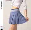 テニススカートluヨガ衣装ショーツジムの服の女性スポーツフィットネスゴルフスカートとポケットセクシーなパンツ通気性プリーツスカート