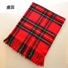 Scarves Faux Cashmere Sjal Vinter Röd Plaid Blanket Tassel Scarf Cape Warm Unisex Akryl Män eller Kvinnor Julklappar