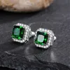 Choucong Stunninjg Simple Fashion Jewelry Sterling Sier Princess Cut Emerald CZ Diamond Gemstones Women Wedding Stud Earring Gift