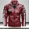 Jaquetas de couro de moto de moda de moto jaqueta de couro de motociclista moderna com bordado epaulet Men Men Faux Leather Bomber Jacket 201114