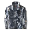 Модная уличная мужская куртка Retro Blue Destroy Ripped Denim Jacket Men Coat Tiger Embroidery Stripe Hip Hop Jean Jacket Hombre T200502