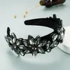 Primavera Nova Multi Cor Cristal Flor Headband Exagerated Floral Preto Velze Hairband Acessório do Cabelo