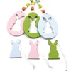 Pendentif suspendu en bois de Pâques couleur unie oeuf lapin en forme d'ornement suspendu décoration de la maison de Pâques 6 pièces/sac