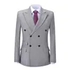 2021 Grey Classic Mens Garnitury Groom Tuxedos Groomsmen do obiadów wesele Dinner Mężczyźni Najnowsze Stroje Best Man Business Blazers (kurtka + spodnie)