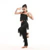 Latin Dance Dresses Ballroom Fringe Tassel Dress Pants Sequin Fringe Salsa Samba Costume Kids Children Girls height 110 -170cm1