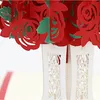Carta di incisione popup rosa 3d biglietti di auguri creativi della carta fatta per fiori rossa romantica carta regalo di San Valentino da giorno VTKY217509066