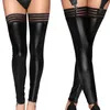 Black PU Leather Thigh High Stockings For Women Plus Size Pole Dance Sexy Lingerie Nightclub Party Sexy Stockings Latex Hosiery278S
