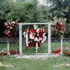 Flores decorativas Guirnaldas Flone Artificial Rosa roja Rincón de la boda Arreglo de bienvenida floral para mesa Centro de mesa Corredor Navidad Deco