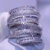 Victoria Sparkling Luxury Jewelry Argento sterling 925 Oro giallo riempito Princess Cut Topazio bianco CZ Diamond Party Women Wedding 3006271