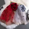 Шелковый шарф шерсть пашмина женские шали обернуты цветочные вышивки леди зимние шарфынтана фулярные эхарпе хиджаб высокое качество Y220228