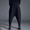 [eam] جديد ربيع الأزياء المد والجزر الأسود عالية الخصر جيوب مرنة عارضة المرأة كامل طول الحريم السراويل SA155 201109
