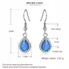 Dangle Chandelier Rolilason Zirconia Water Drop Desgin Super Supplier Blue Fire Opal Silver Fashion Jewelry Earrings OE6841