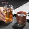 FSILE FASHING CLASSION TEA TEA CUP CUET Female محمولة تسرب مزدوج الطبقات الزجاجية