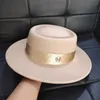 202010-nao-britische Stil literarischer Eleganz Herbst Winter Wolle Gold Ribbon M Lady Fedoras Cap Women Leisure Panama Jazz Hat294s