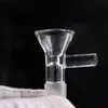 Narghilè in vetro trasparente da 14 mm 18 mm per bong Pyrex spesso in vetro inebriante per tubi d'acqua Ciotole con manico Braccio Fumo