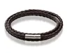 Braccialetti rigidi in pelle da uomo Bracciale rigido a doppio giro in maglia nera / marrone con chiusura magnetica in acciaio inossidabile Bellissimo Ti jllxaF ffshop2001