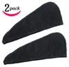 Sinland Microfiber Twist Hair Turban Drying Towel Head Wrap Cap Ultra Absorbent Great Gift For Women 25cmx65cm Two pieces Black Y200429