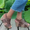 Zapatos de tacón alto para verano, Sandalias con plataforma y cuña para mujer, cuñas de 9cm, tacón alto, Boca de pescado, zapatos Retro para mujer, Sandalias con plataforma