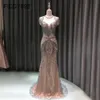 Luxe sirène robe de soirée à manches longues à la main perlée robe de bal 2020 Vestidos de Fiesta de Noche OEV- LJ201120