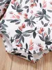 Baby Plant Print Ruffle Trim Body Paperbag Taille Pantalon avec bandeau SHE
