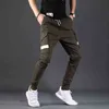 Fashion Cargo Spodnie Mężczyźni Streetwear Wojskowy Taktyczne Bawełniane Dżinsowe Spodnie Armii Green Black H1223