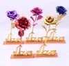 Valentines Day 24k Gold Leaf Rose Artificial Flower Colorful Festive Mother Birthday Gifts Wedding Cake Decoration Plated Foil Rose YL0227