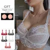 2 Pieces Transparent Women Bra Top Lingerie Sexy Plus Size C D E Ultra Thin Push Up Brassiere Lace Underwear Bras For Girl Black 201202