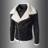 Hommes laine d'agneau PU vestes Style coréen hommes mince grand col en cuir veste vêtements mode hiver Streetwear offre spéciale