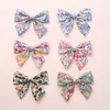 12 szt./Lot, Baby Girls Floral Print Sailor Bow Fair Clips, Floral Fabric Bow Nylon Bands, School Girl Bow Hair Akcesoria LJ200903