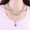 Stacking Lock Heart Halskette Chokers Silber Goldketten Mehrschichtiger Wickelkragen Halsketten für Frauen Mode Schmuck Will und Sandy Gift