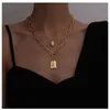 Titanium With 18K Gold Geo Chained Statement Necklace Women Jewelry Designer T Show Runway Gown Rare INS Japan Korean Fashion Q0531