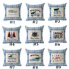 Pillowcase Blue Checked Christmas Pillow Cases Plaid Printed Linne Xmas Pillow Cover Automobile Cushing Cover för Home Hotel LSK2001